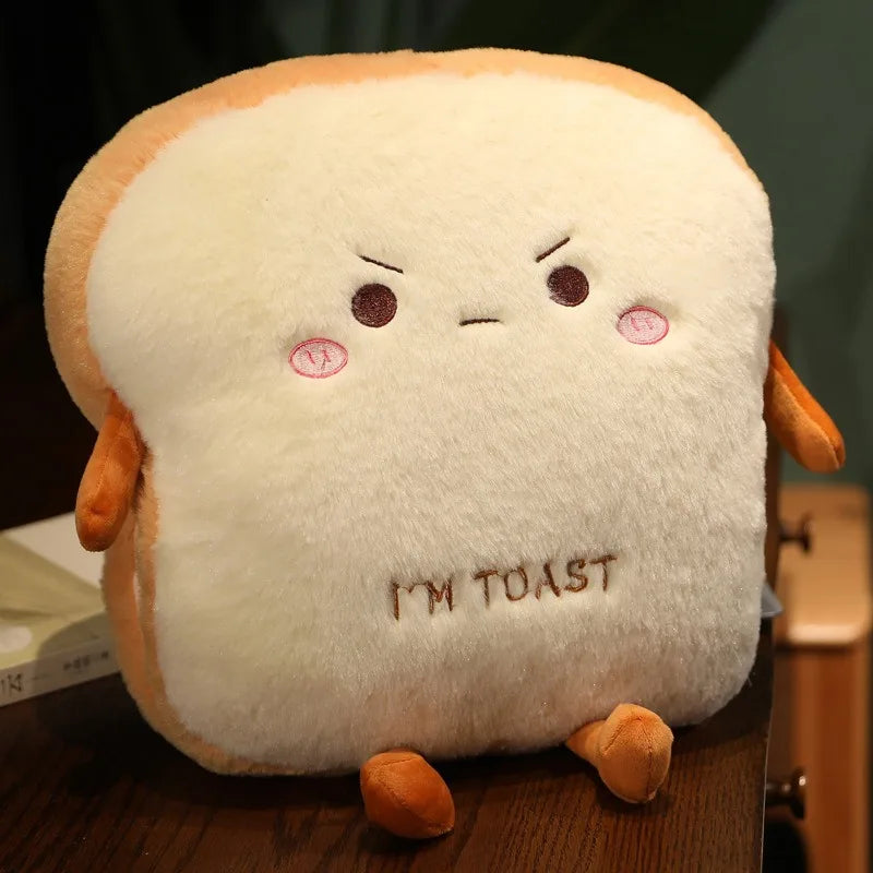 Plush Toast Hand Warmer Pillow — Soft Winter Nap Accessory