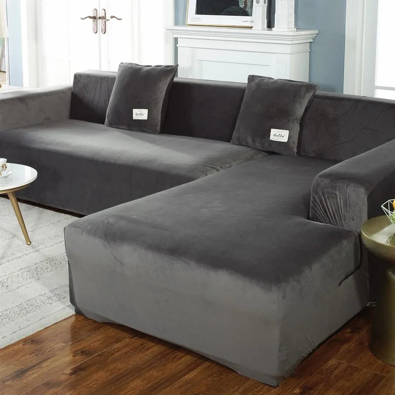 Velvet Stretch Sofa Cover — Protective Slipcover for 1-4 Seater Couches