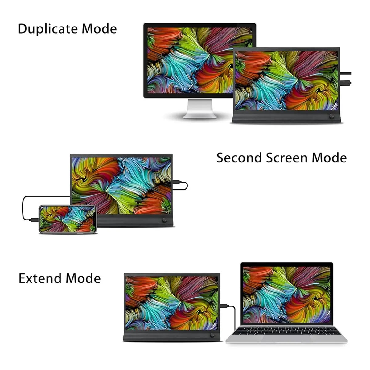 15.6 Inch Portable Laptop Monitor — Slim External Second Screen for Productivity