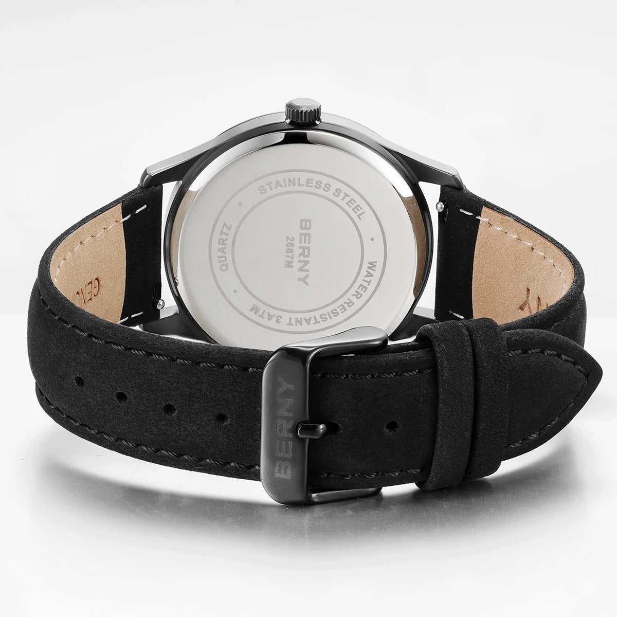 BERNY Men's Quartz Watch — Precision Miyota Movement with Leather Strap