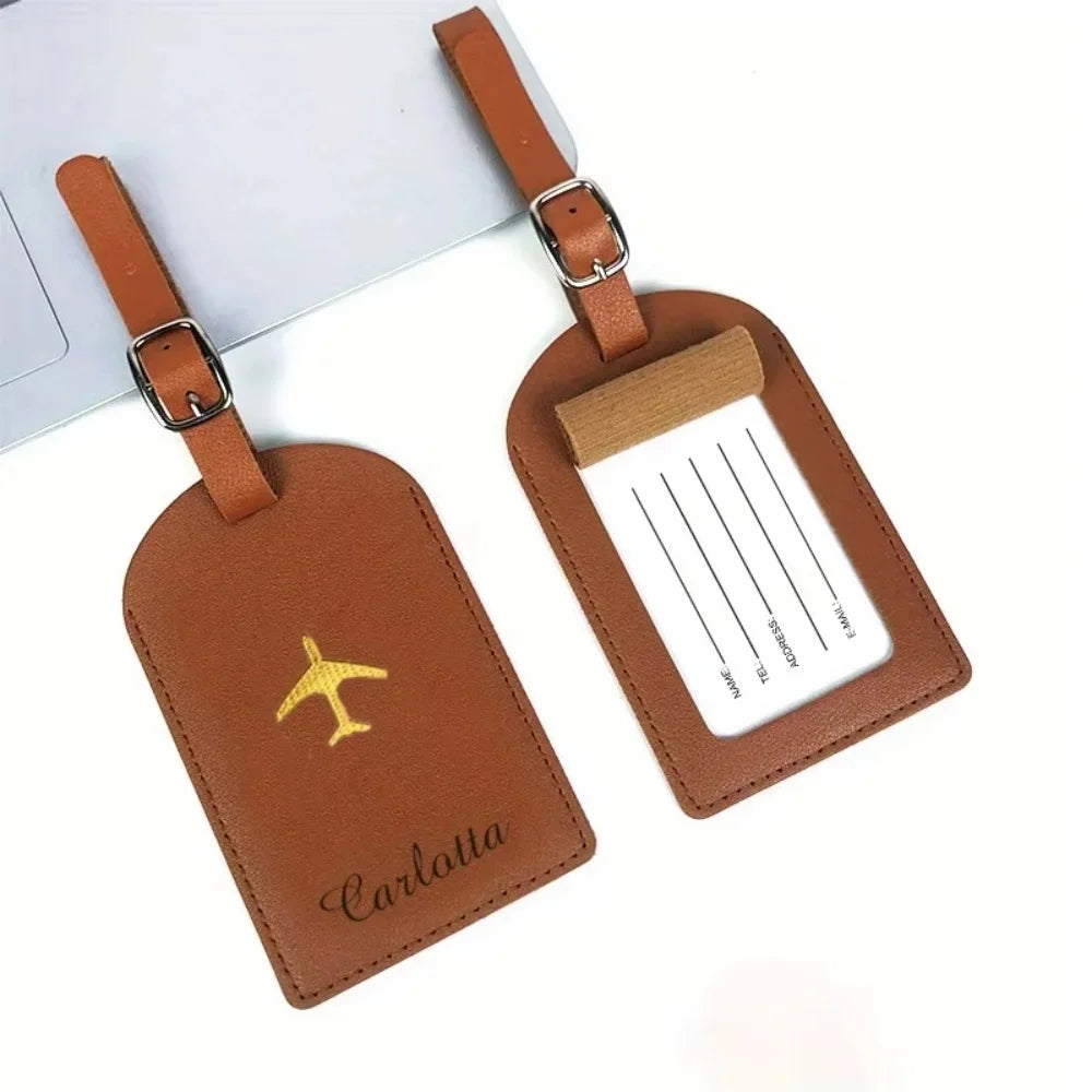 Personalized Custom Name Luggage Tag — Stylish PU Leather Baggage Identifier