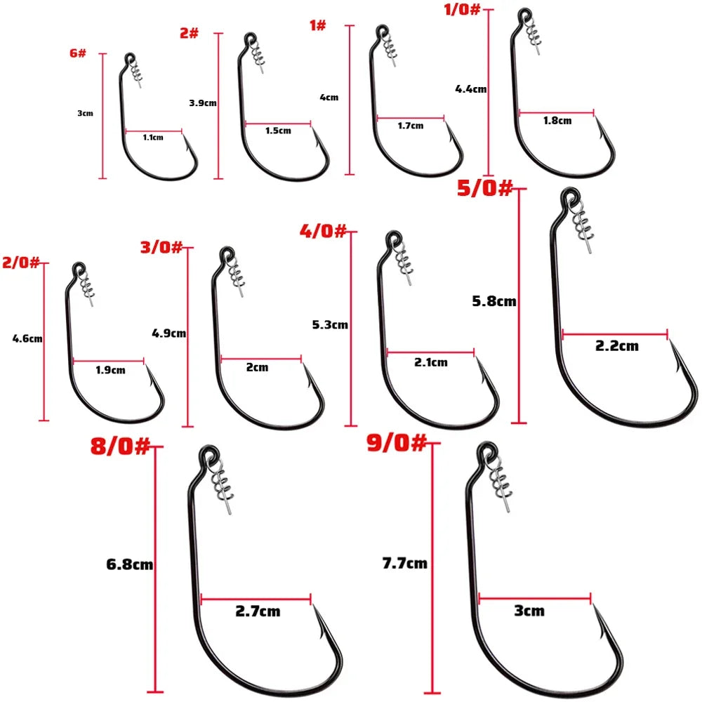 GOBAIT Screw Lock Offset Worm Hooks — Sharp Wide Gap Fishing Tackle