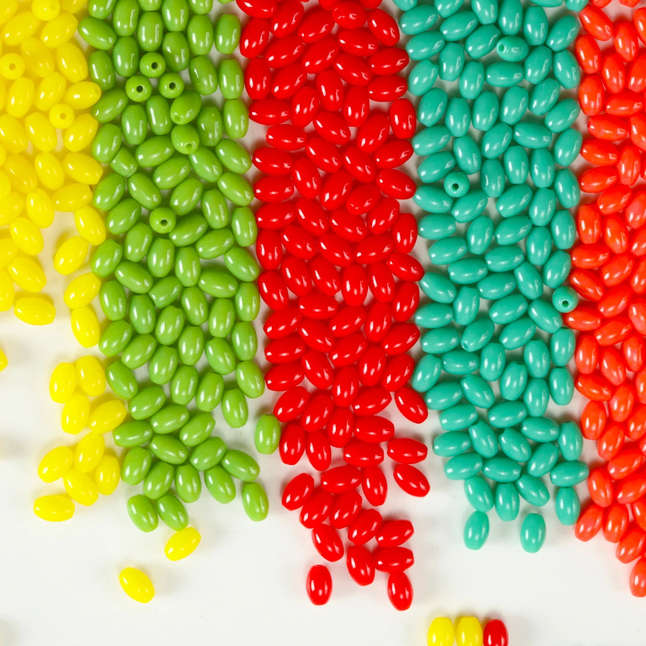 Oval Glass Rice Spacer Beads — Solid Color Jewelry Making Supplies