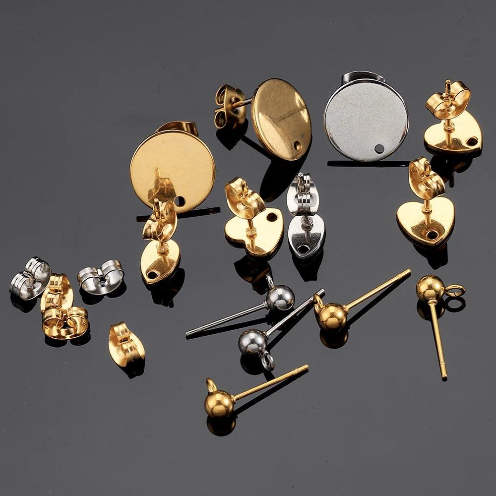 MINGXUAN Stainless Steel Earring Studs — DIY Jewelry Making Base Pins