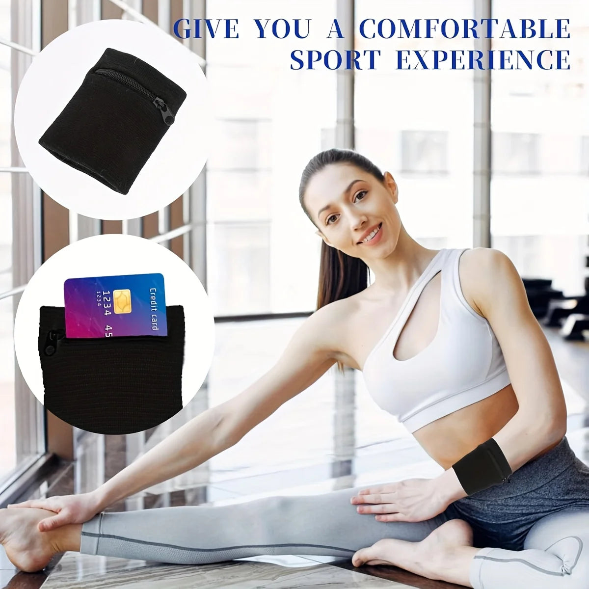 Zippered Wrist Sweatband Wallet — Secure Storage for Keys and Coins
