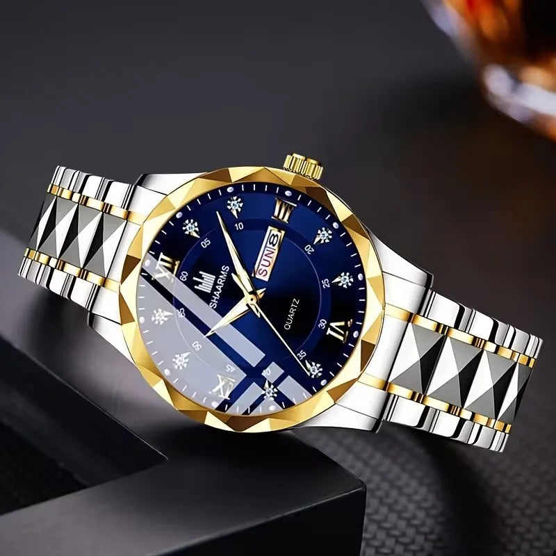Men's Luxury Quartz Watch — Classic Business Style with Stainless Steel Strap