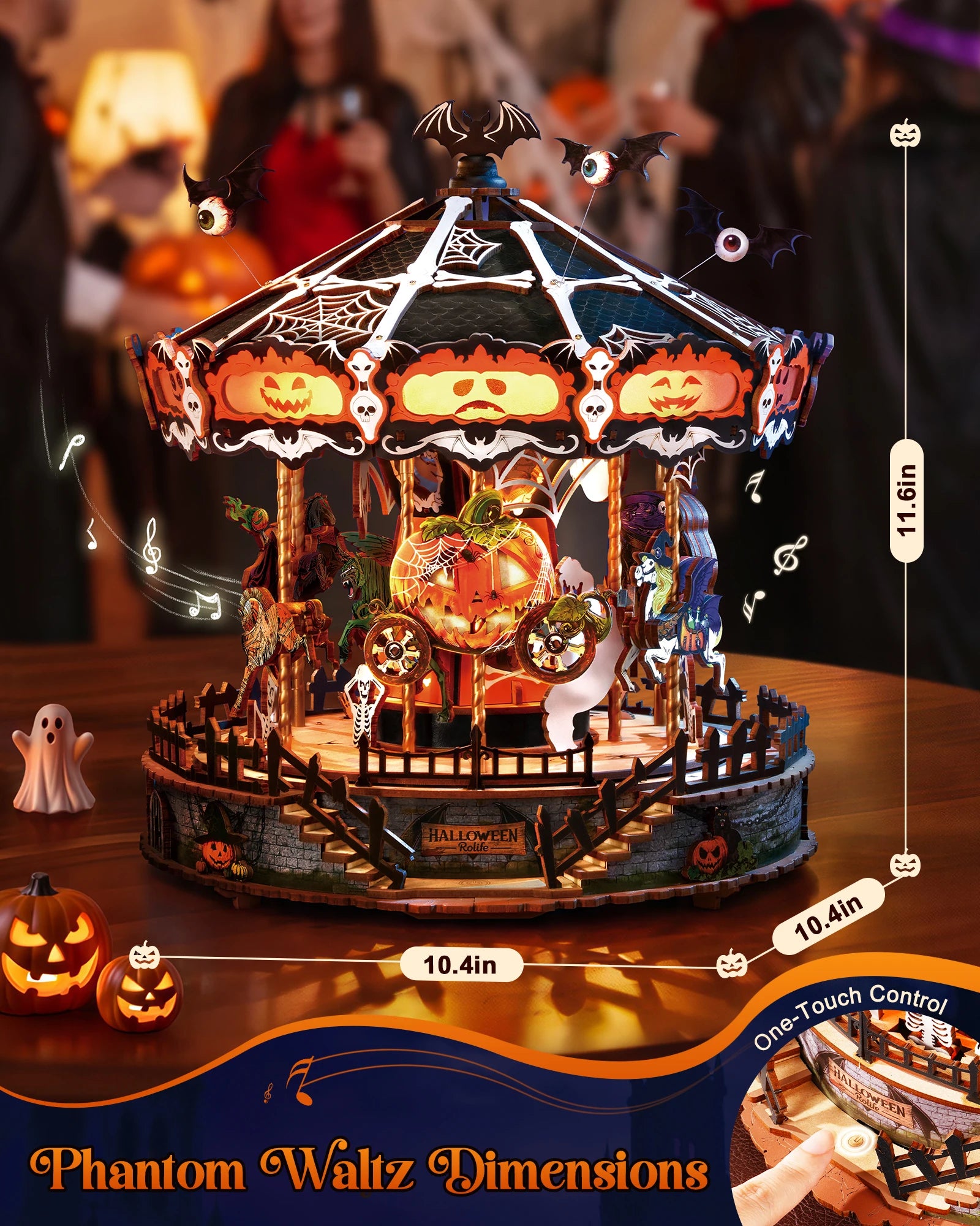 Rolife Phantom Waltz 3D Wooden Puzzle — DIY Rotating Carousel Music Box