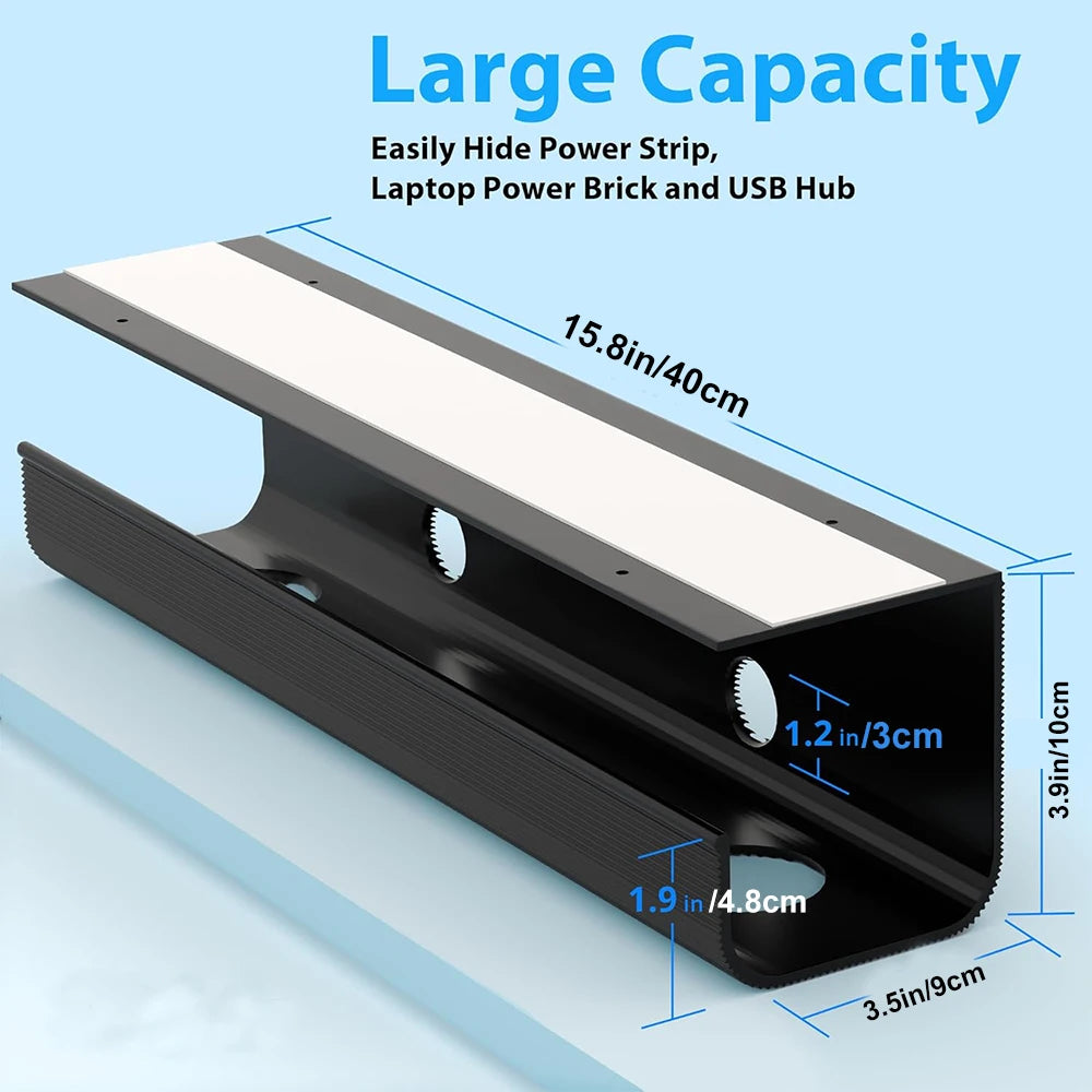 Large Capacity Cable Management Tray — Under Desk Organizer for Standing Desks