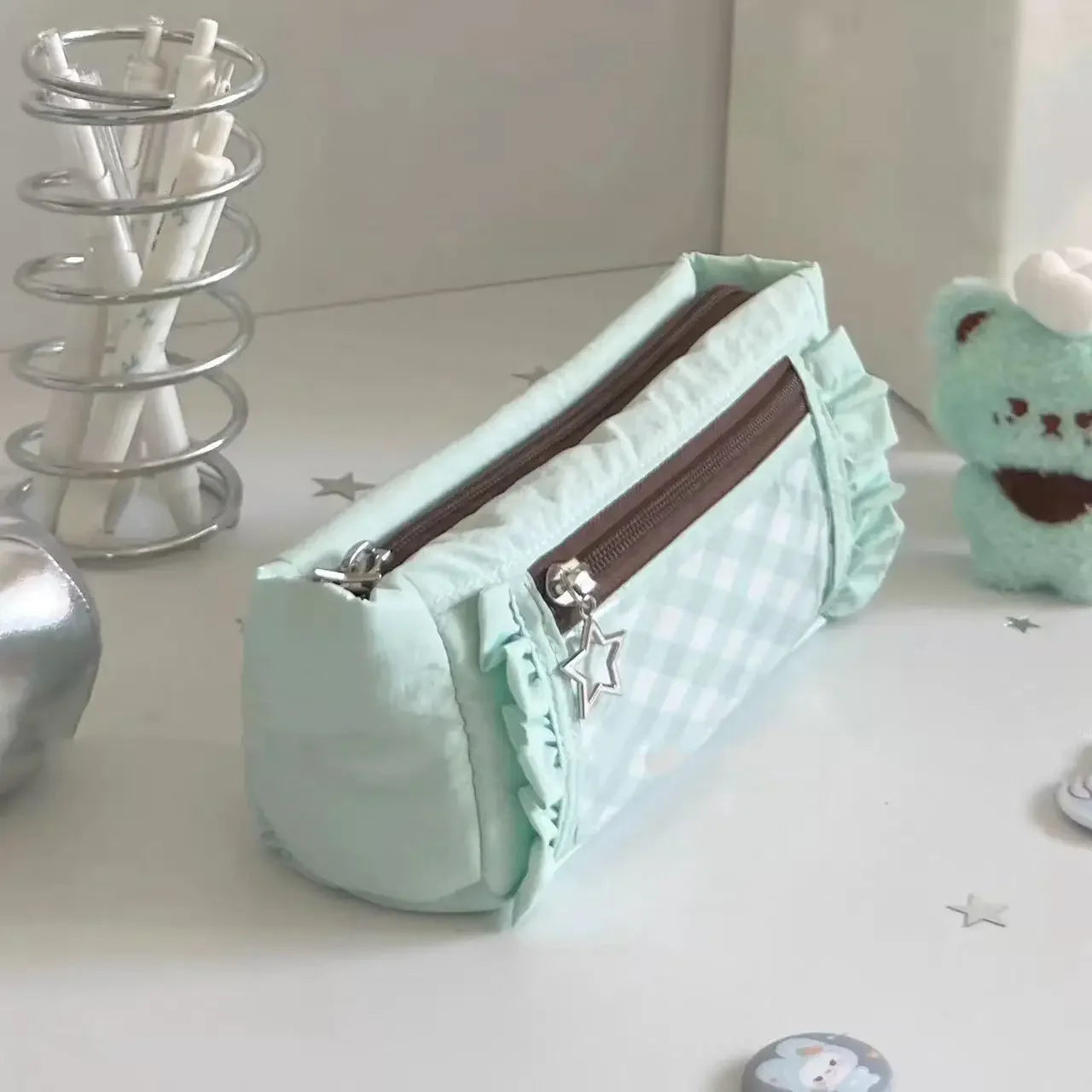 Large Capacity Lace Pencil Case — Elegant Stationery Storage Bag