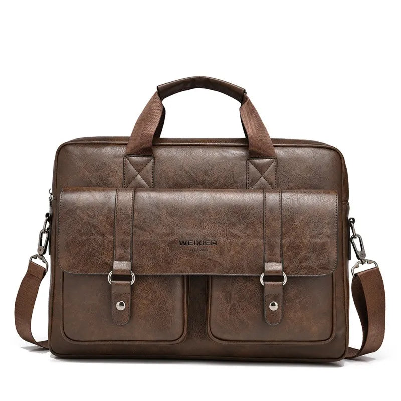 weixier Men's Business Briefcase — PU Leather Laptop Messenger Bag