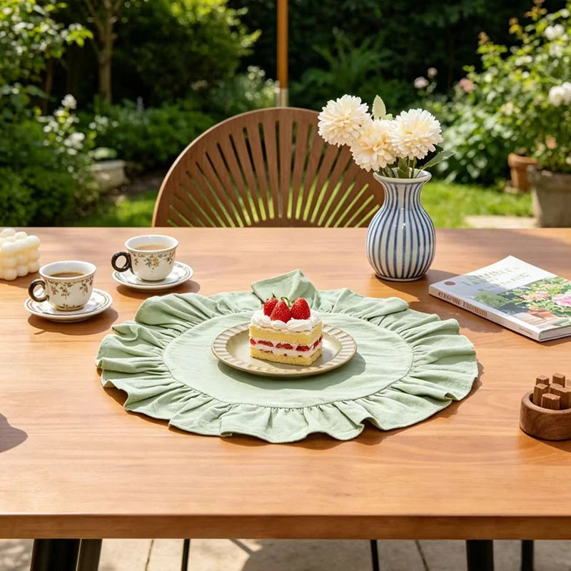 Cotton Ruffle Placemats and Napkins — Elegant Table Decor for Dining