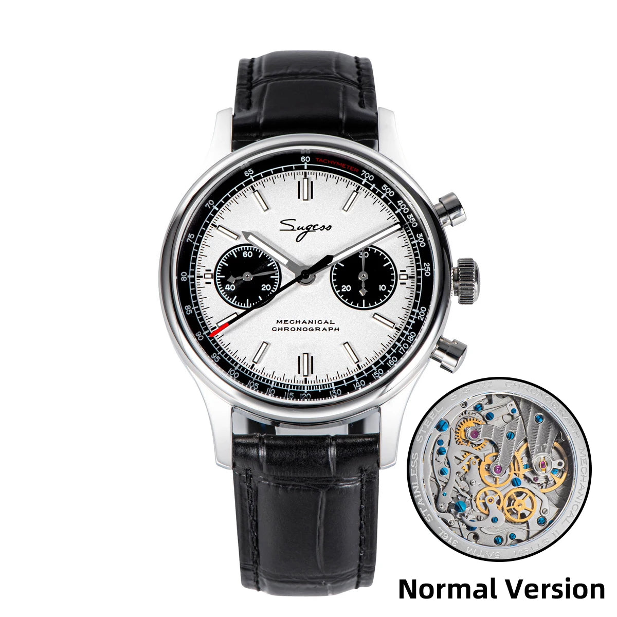 SUGESS 1963 Pilot Watch — Mechanical Chronograph Panda Wristwatch