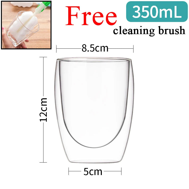 Double Wall Glass Cup Set — Heat Resistant Handmade Drinkware