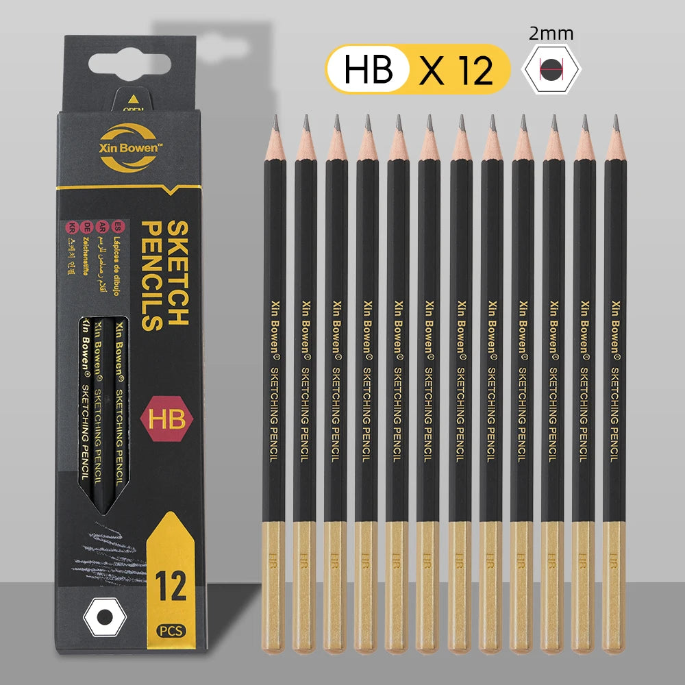 Professional Graphite Sketching Pencil Set — 12 Pieces for Shading and Drawing