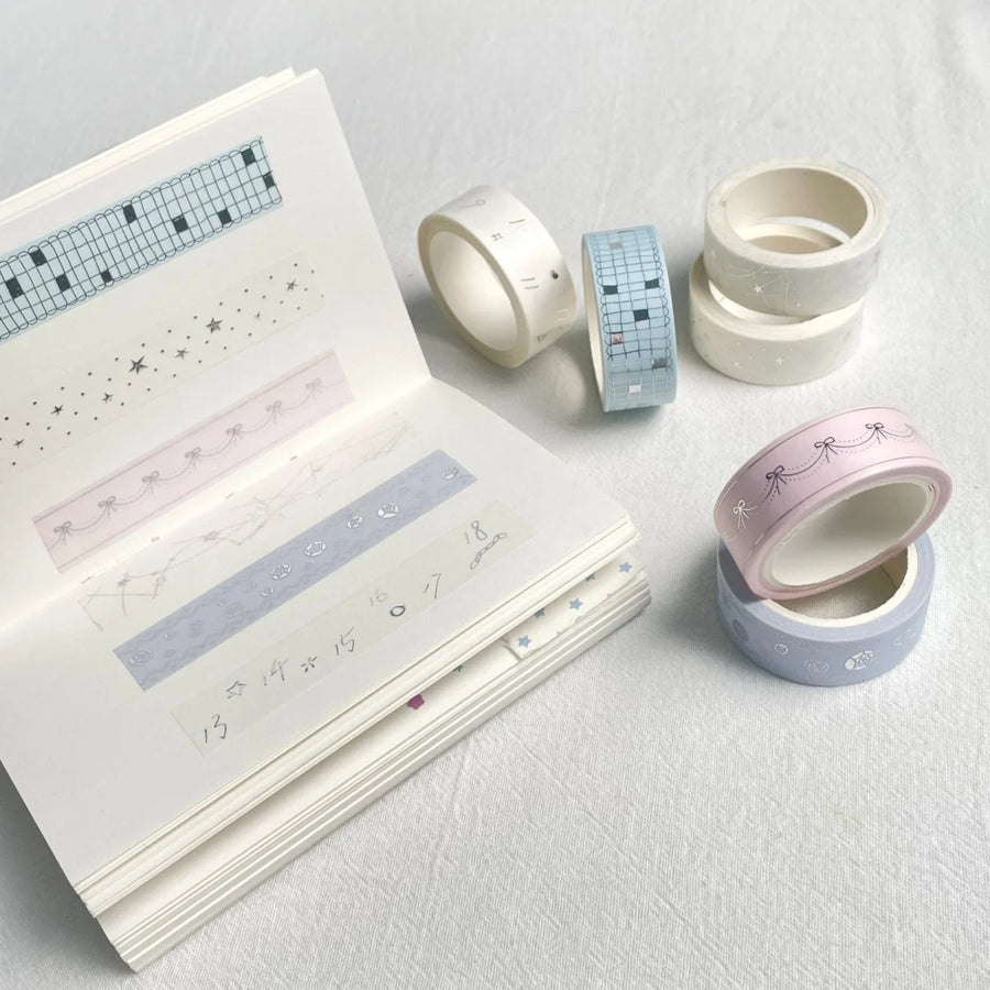 Holographic Silver Washi Tape Set — Decorative Masking Tape for Scrapbooking