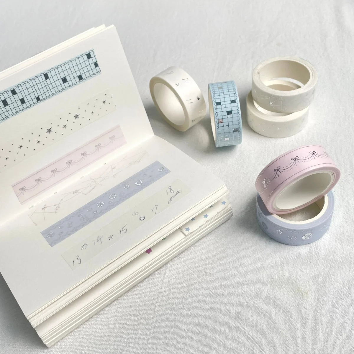 Holographic Silver Washi Tape Set — Decorative Masking Tape for Scrapbooking
