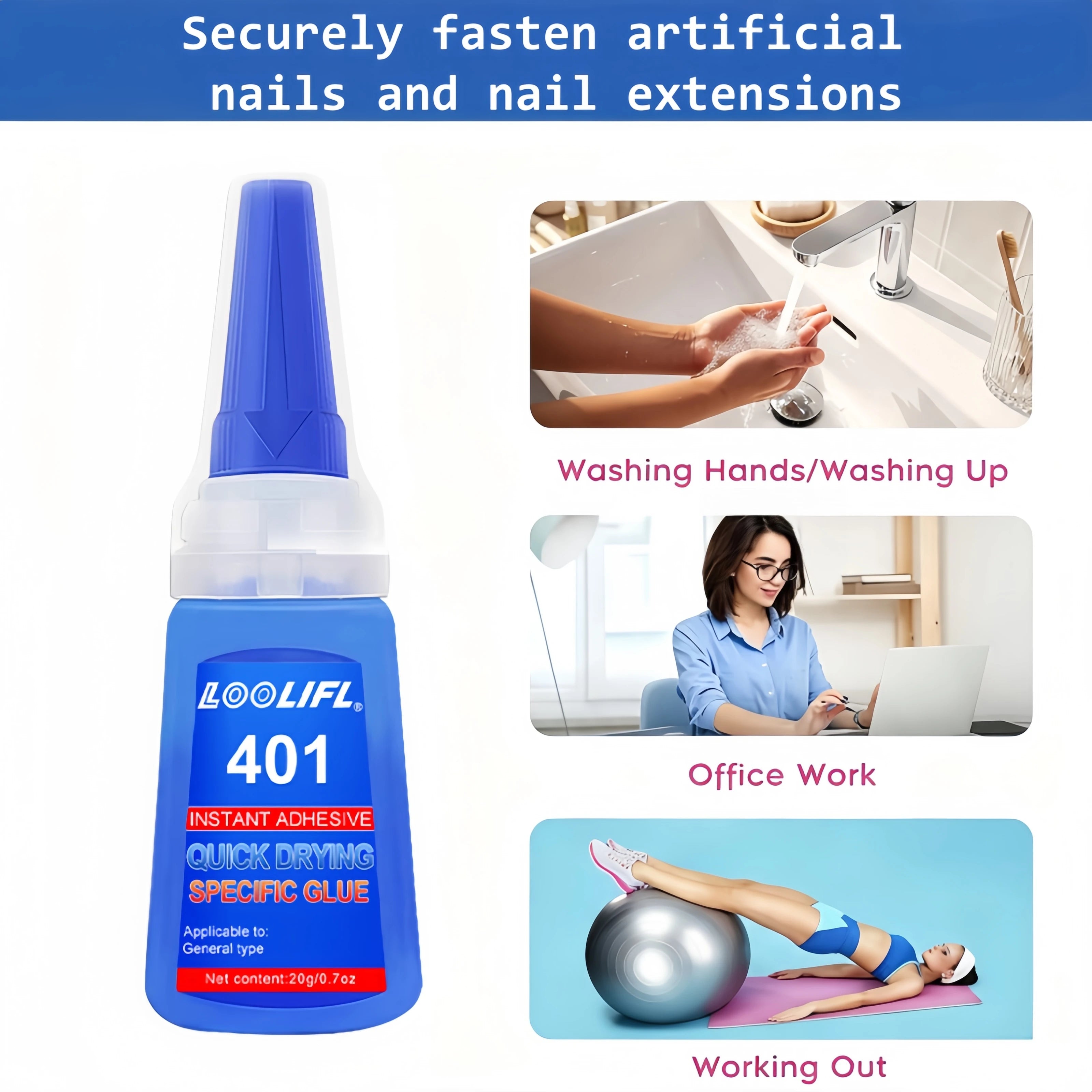 LOOLIFL Super Strong Nail Glue — Quick-Drying Instant Adhesive for DIY Manicures