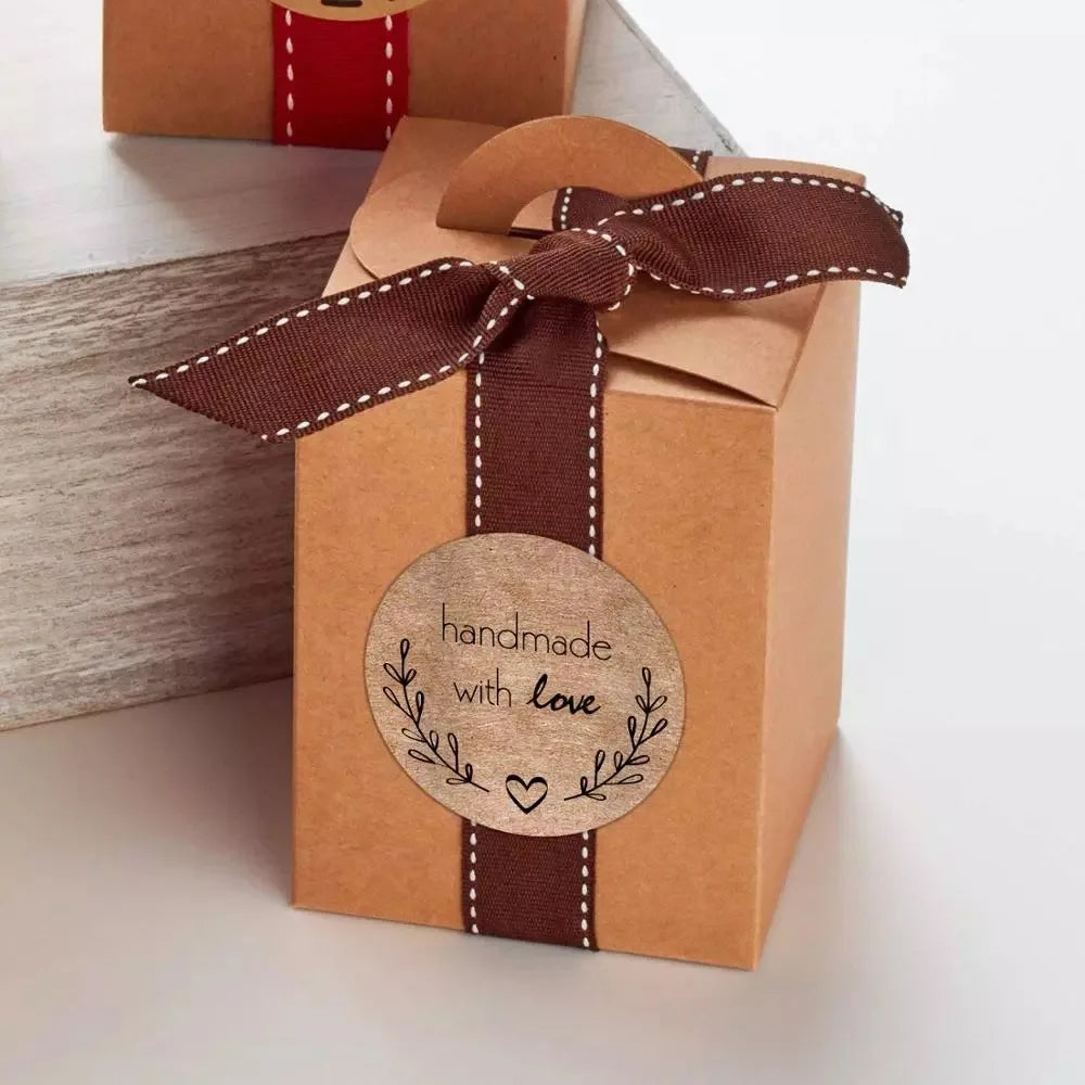 Vintage Kraft Paper Stickers — Handmade With Love Adhesive Labels