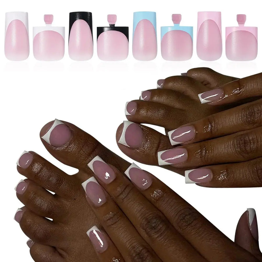 WAKEFULNESS French Tip Press On Nails — 60 Piece Toe Nail Art Set