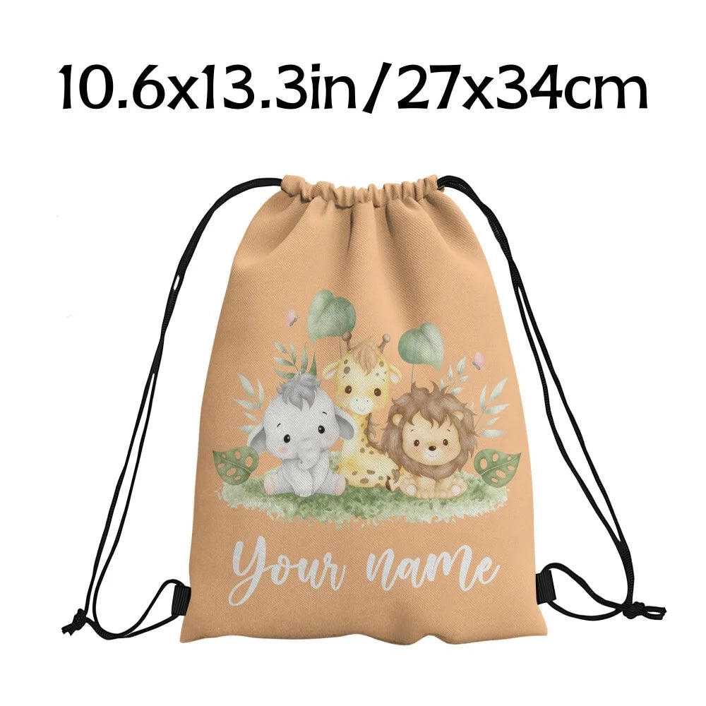 Animal Print Drawstring Bag — Versatile Lightweight Storage Pouch