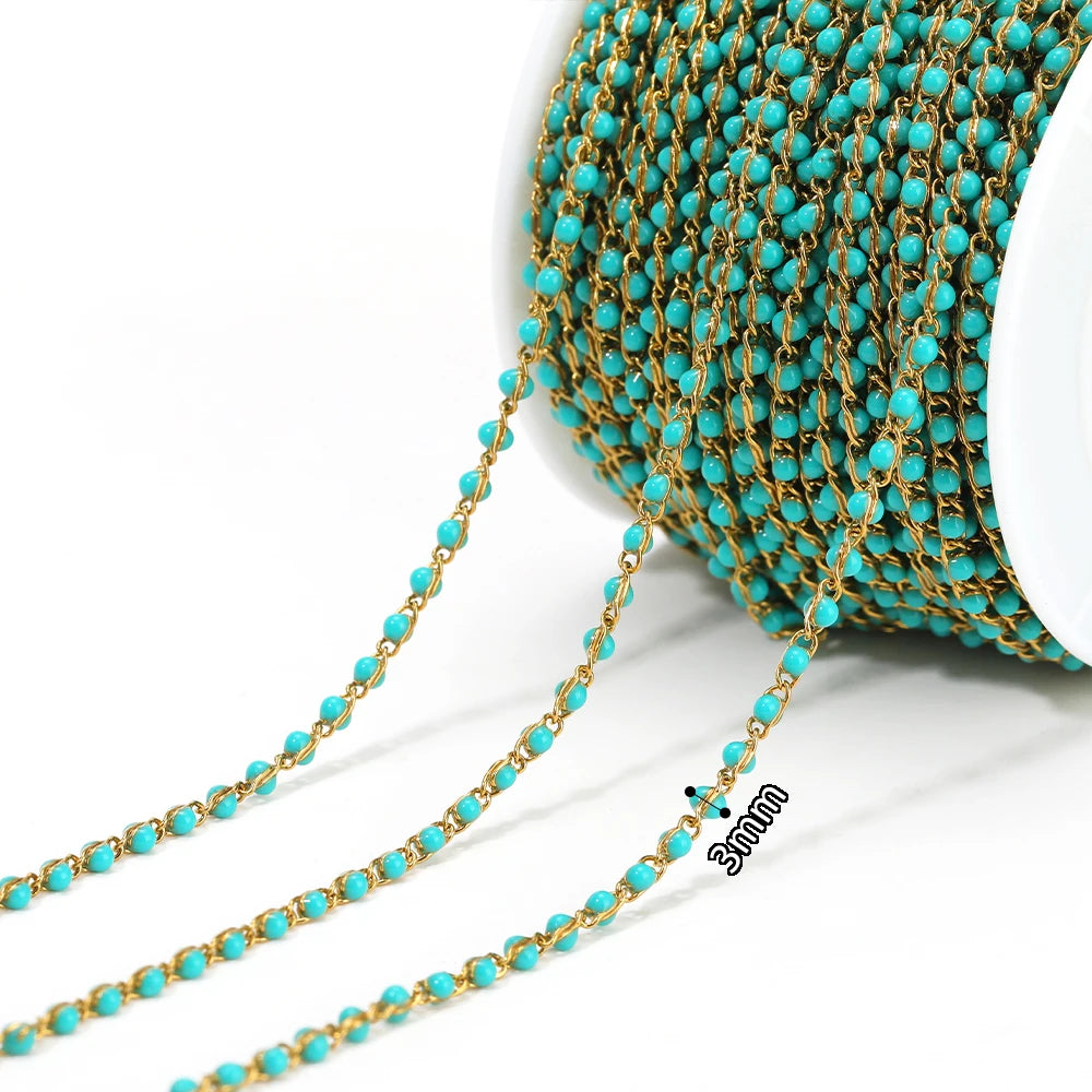 Semitree Enamel Twisted Bead Chain — 1 Meter Stainless Steel Jewelry Wire
