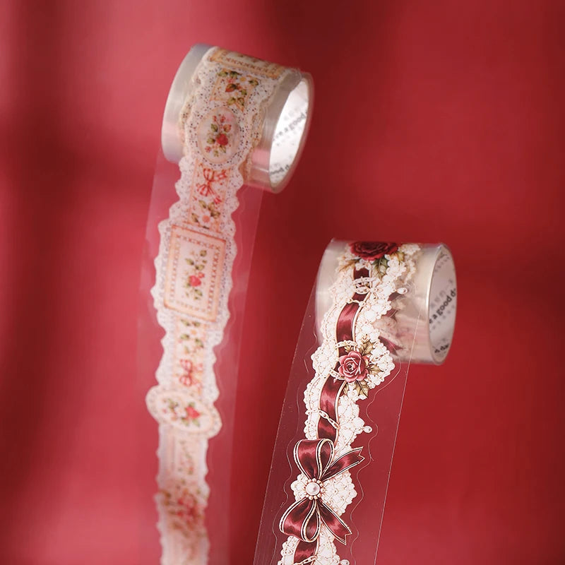 Floral Lace PET Washi Tape — Aesthetic Scrapbooking & Journal Decor