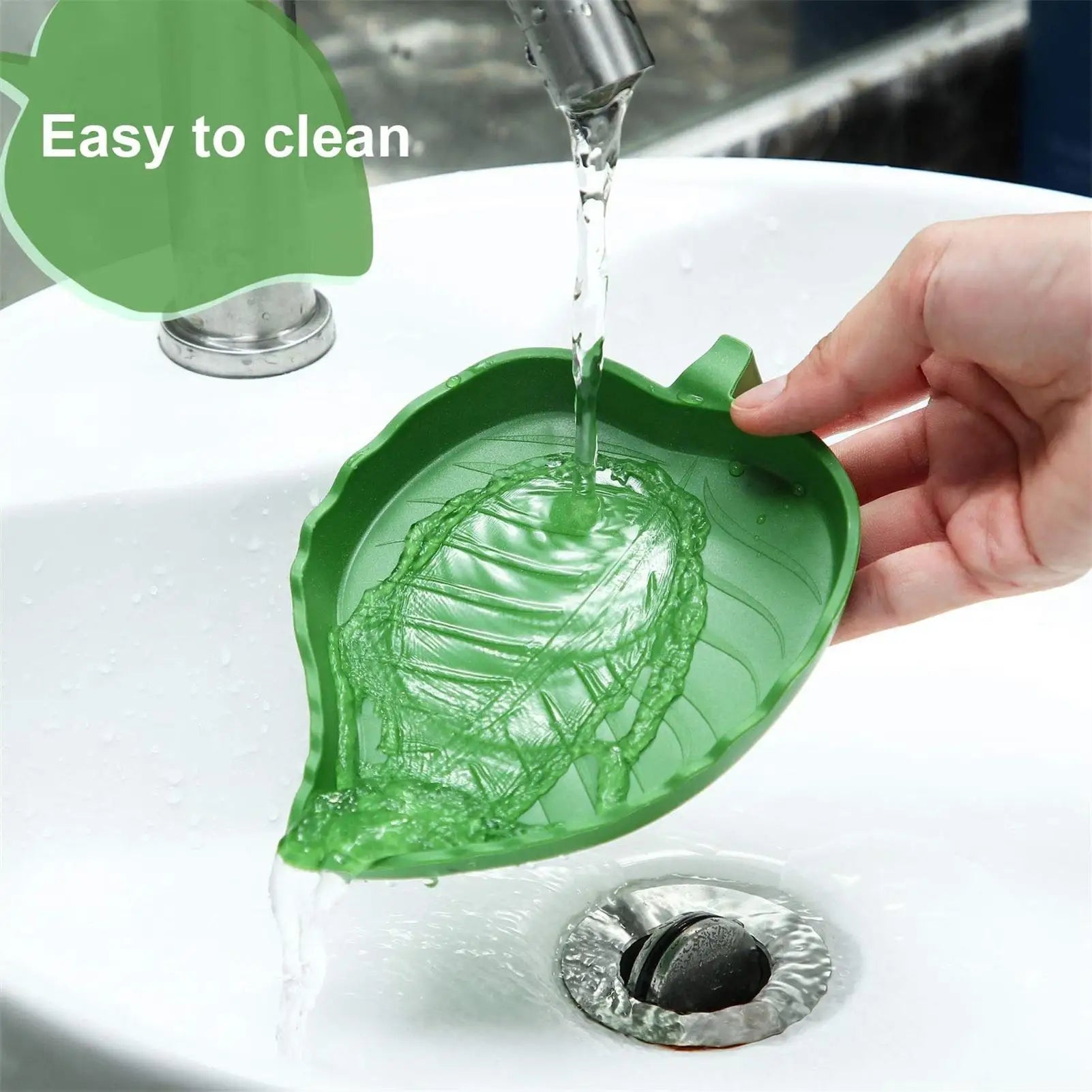 Leaf Shape Reptile Food and Water Bowl — Shallow Feeding Dish for Small Pets