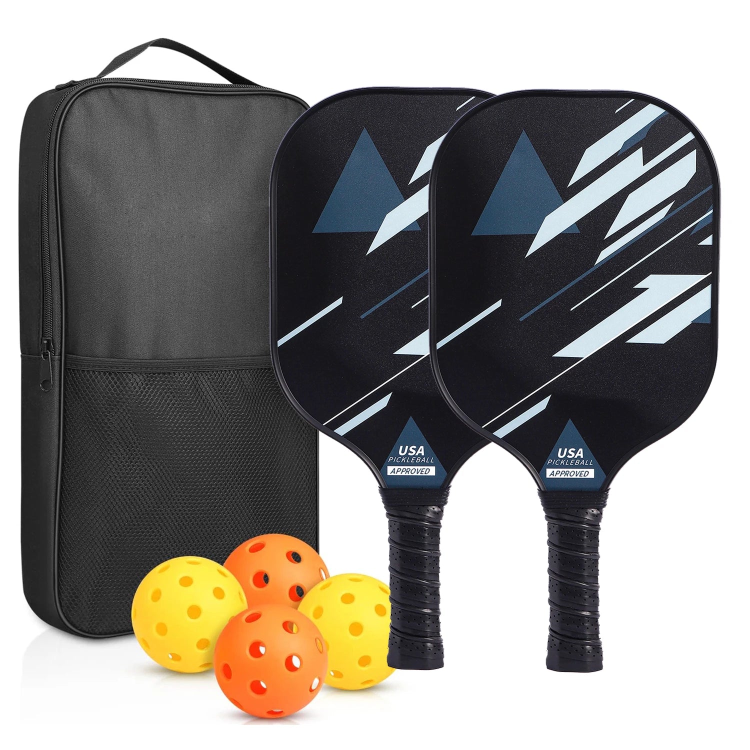 GojoyLiu Pickleball Paddle Set — Durable Fiberglass Rackets with 4 Balls