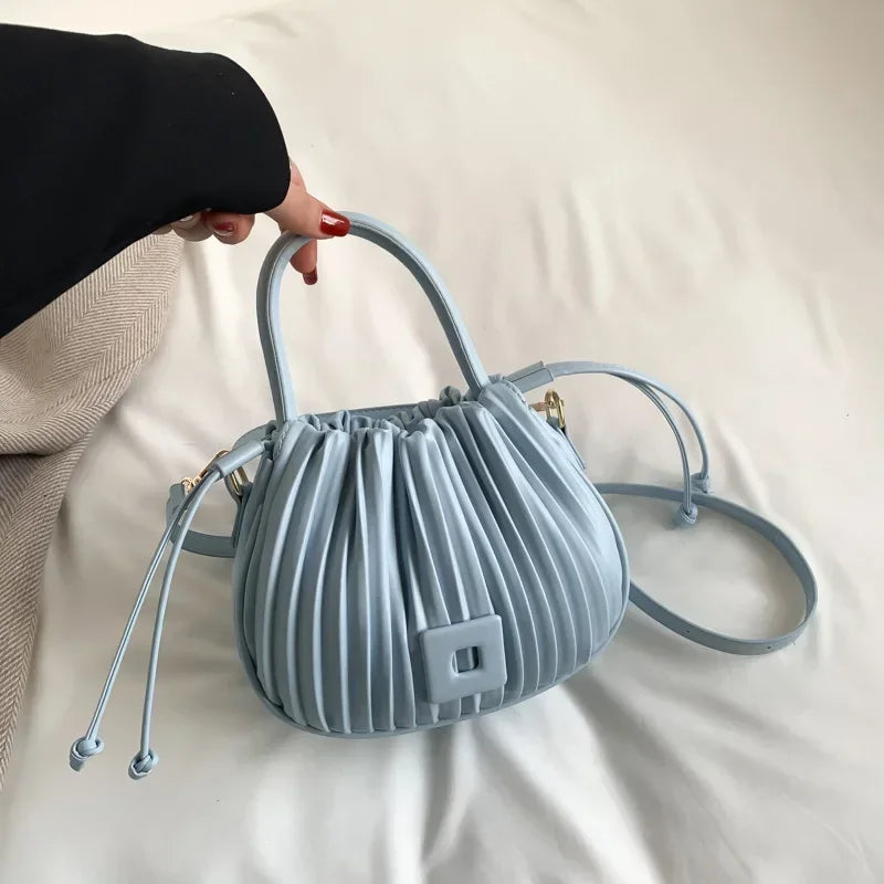 weixier Vintage Crossbody Bag — Ruched PU Leather Shoulder Handbag