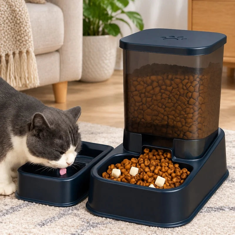 Automatic Portion-Controlled Pet Feeder — Built-In Water Dispenser System