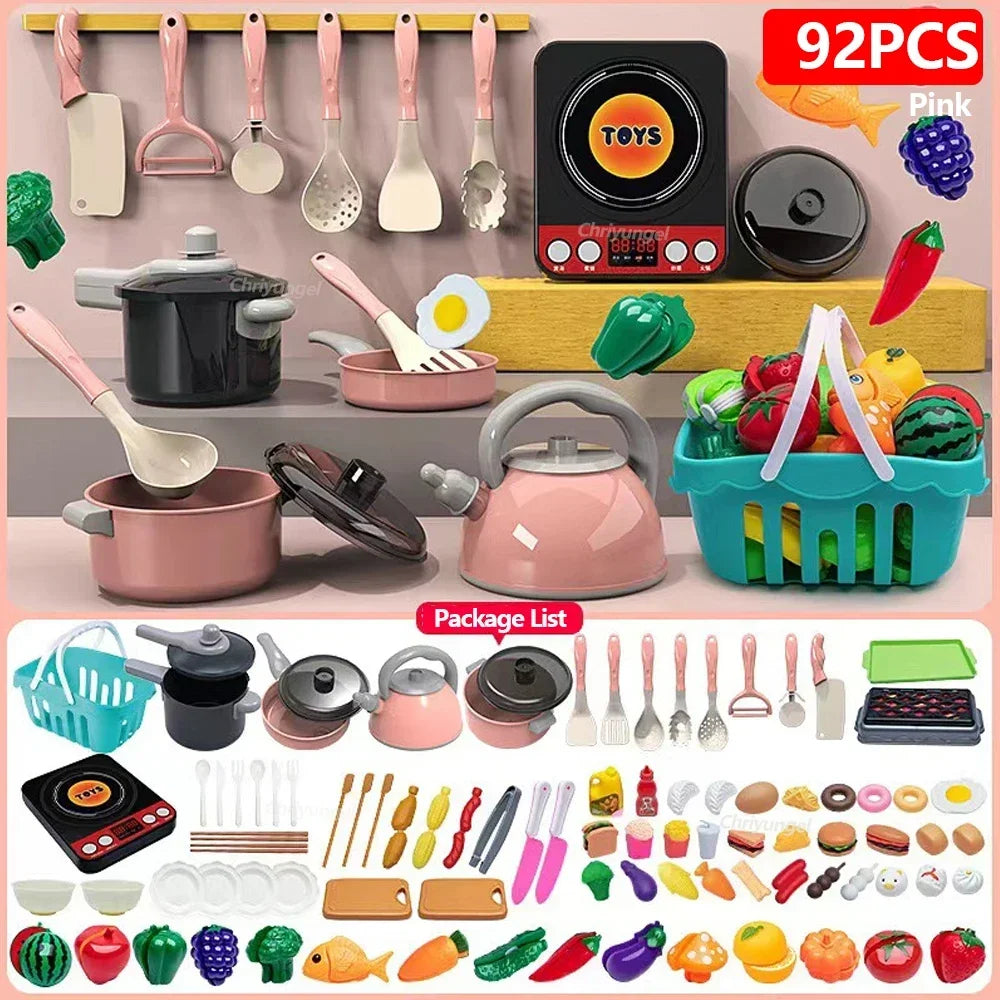 Kids Kitchen Cooking Toy Set — Realistic Pretend Play Food & Utensils