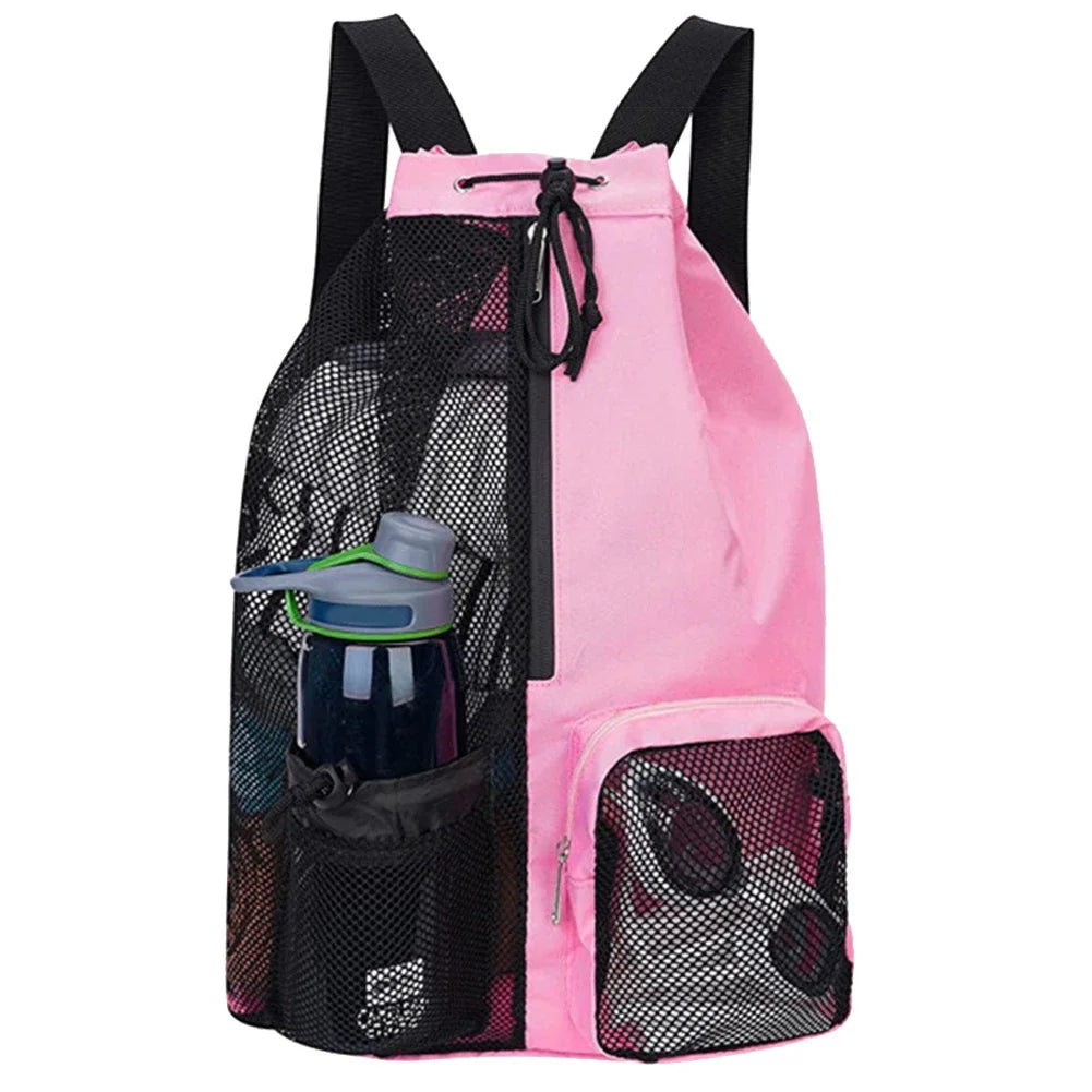vakind Drawstring Sports Backpack — Lightweight Mesh Beach Bag
