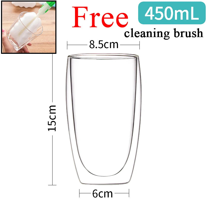 Double Wall Glass Cup Set — Heat Resistant Handmade Drinkware