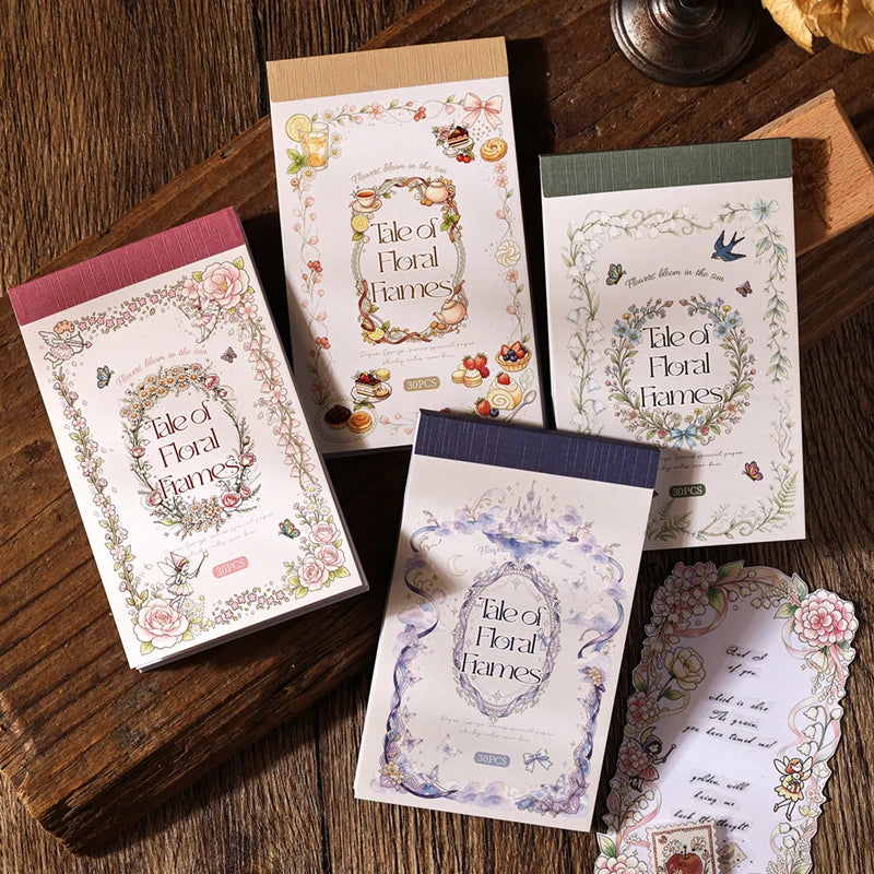Flower Border Sticker Sheets — Decorative Scrapbooking Material for Journals