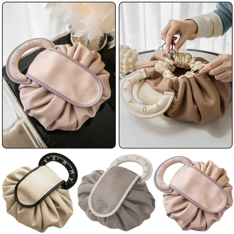 Large Capacity Drawstring Makeup Bag — Portable Travel Toiletry Pouch
