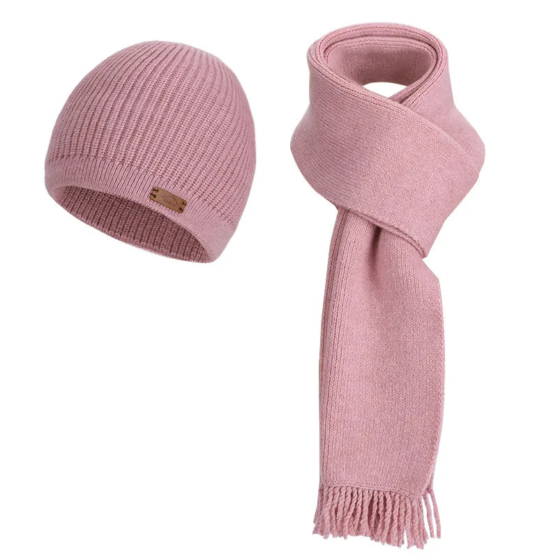 KINIJA Women's Winter Knit Set — Warm Plush Hat, Scarf & Gloves
