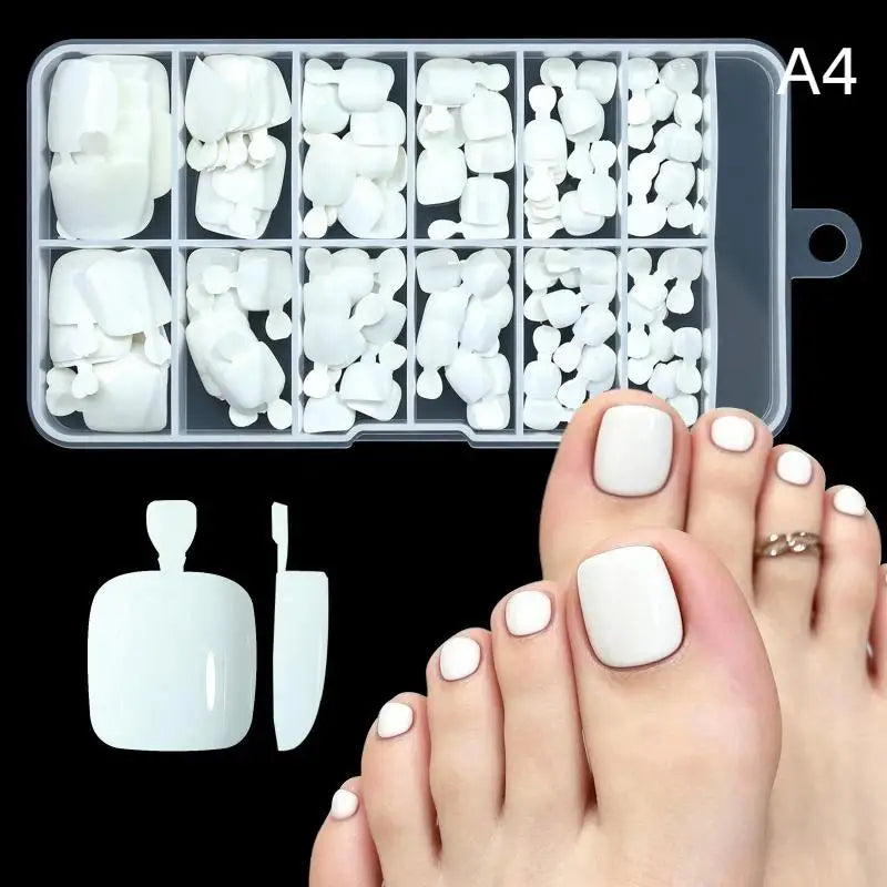 JCSYFAC Press On Toenails — 120 Piece Full Cover Set, Short Square Style