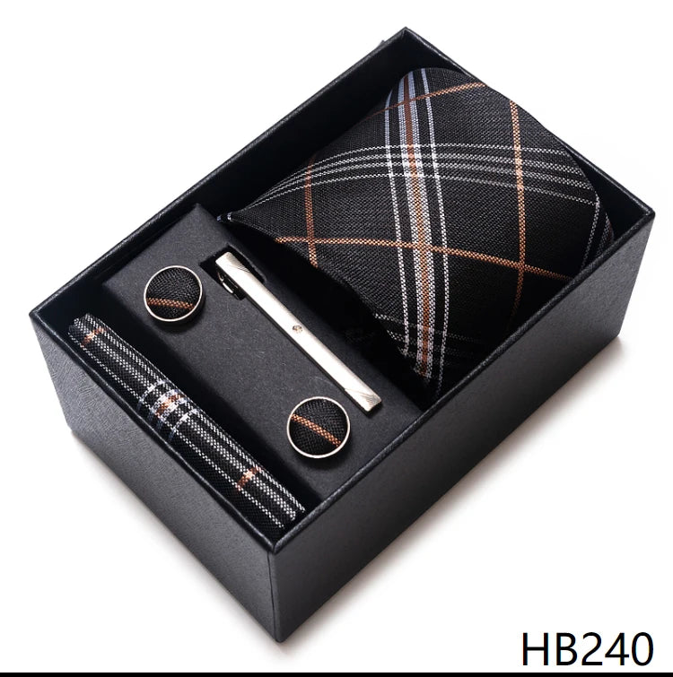 VanGise Men's Necktie Set — Business Tie, Cufflinks, and Pocket Square Kit