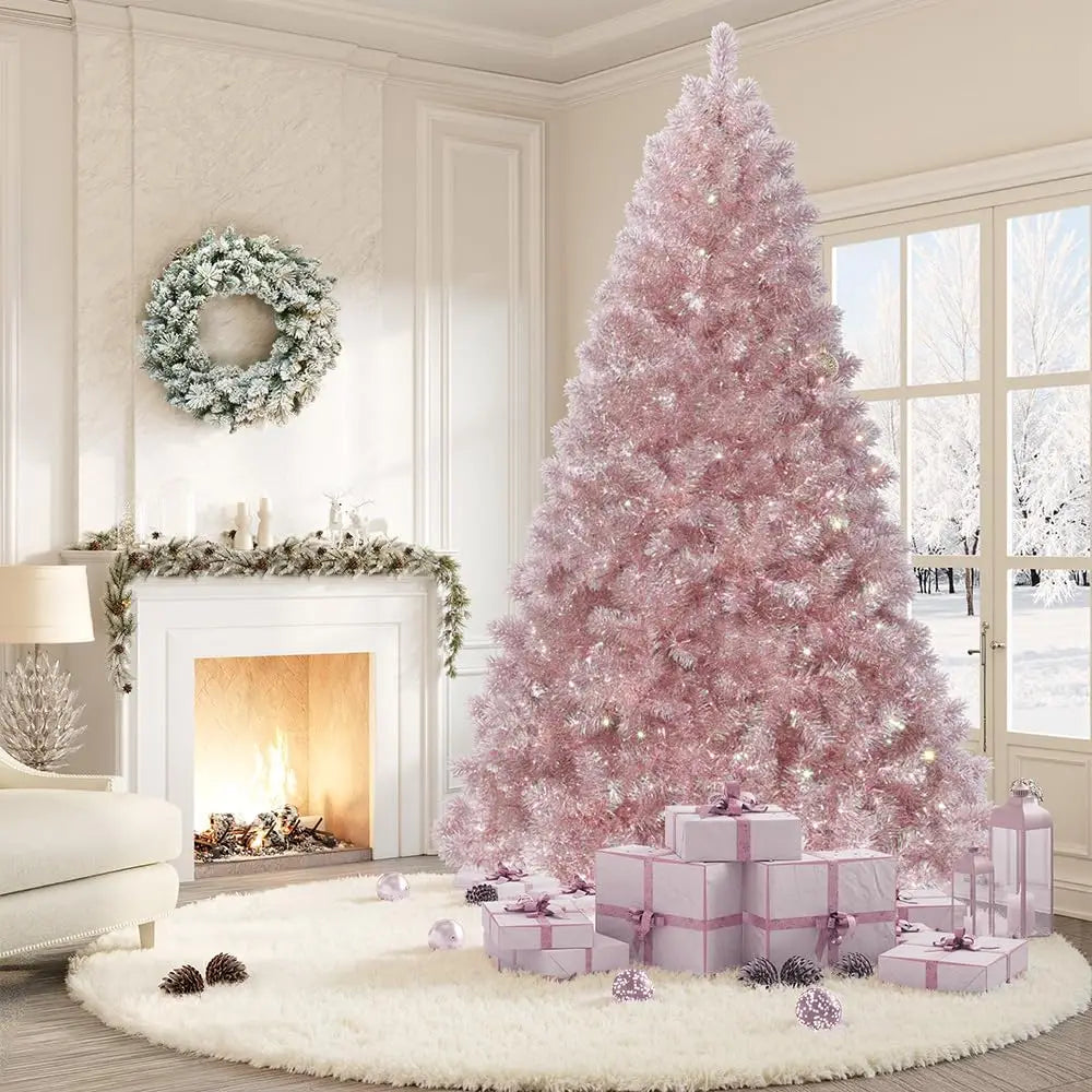 Rose Gold Tinsel Artificial Christmas Tree — Prelit with 250 LED Lights