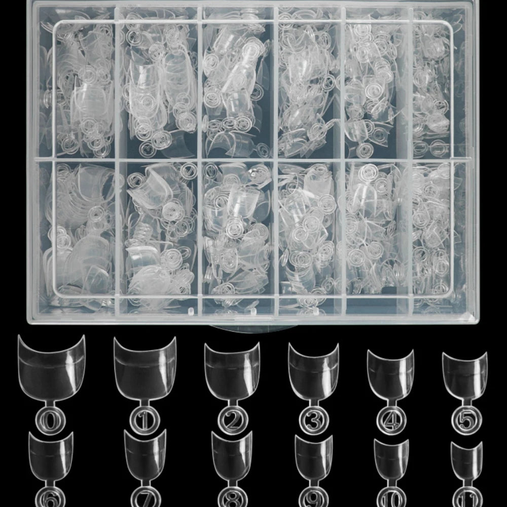 felaxuu French Short Square Nail Tips — Clear Half Cover Acrylic Nails, 600pcs
