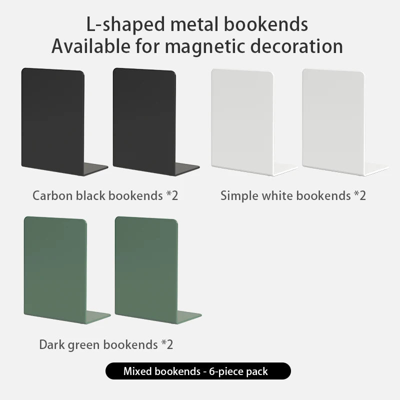 Metal Bookends — Heavy Duty Shelf Organizers for Home Office