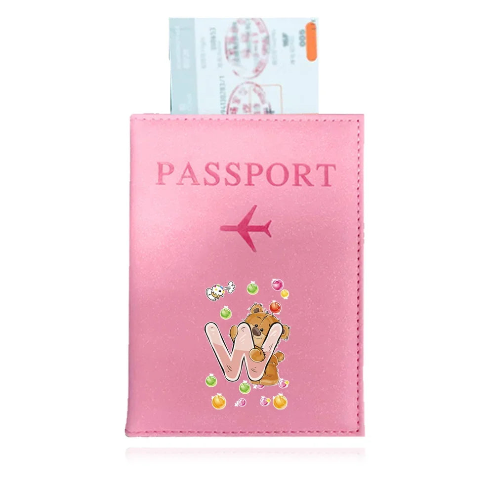 Bear Pattern Passport Cover — Protective PU Leather Travel Holder