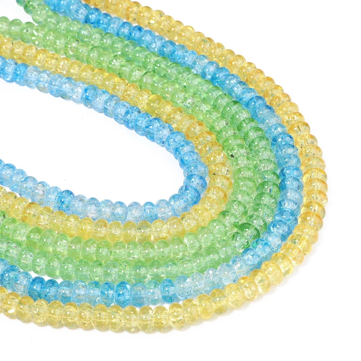 Clear Green Cracked Crystal Beads — Abacus Shape Rondelle Spacers for Jewelry Making
