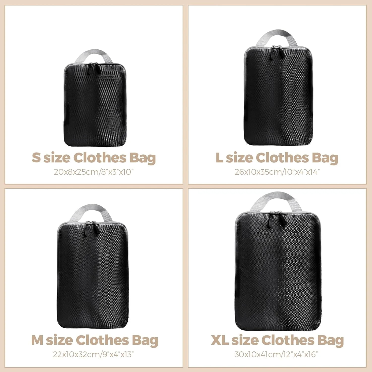 Compression Packing Cubes — Space-Saving Travel Organizers, Waterproof Nylon