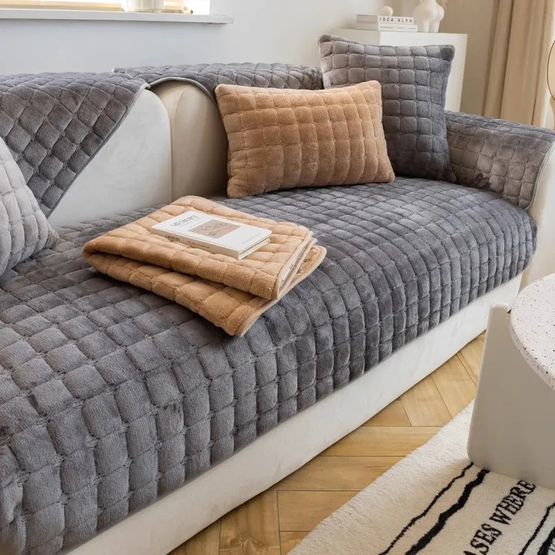 Plush Velvet Sofa Cushion — Non-Slip Soft Living Room Cover