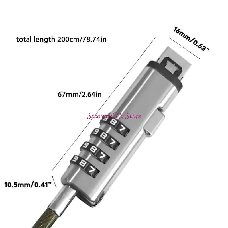 Universal USB Laptop Security Lock — Anti-Theft Cable with 4-Digit Combination