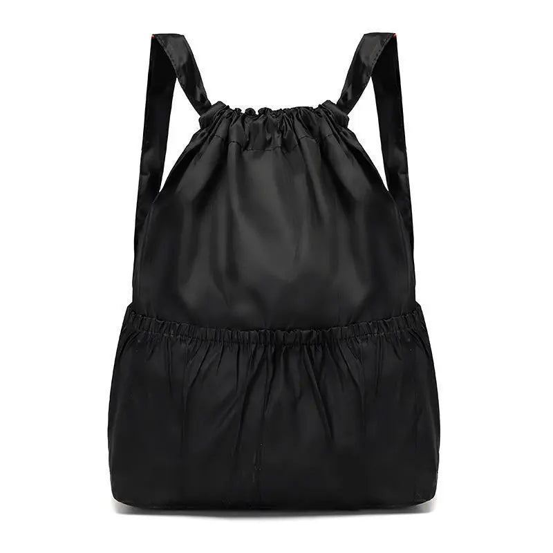 Large Capacity Drawstring Backpack — Waterproof Nylon Shoulder Bag