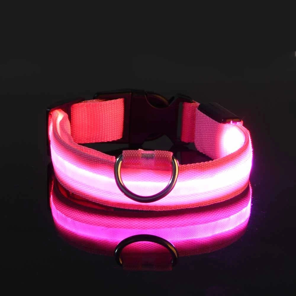 Nylon LED Glow Dog Collar — Luminous Night Safety Pet Accessory
