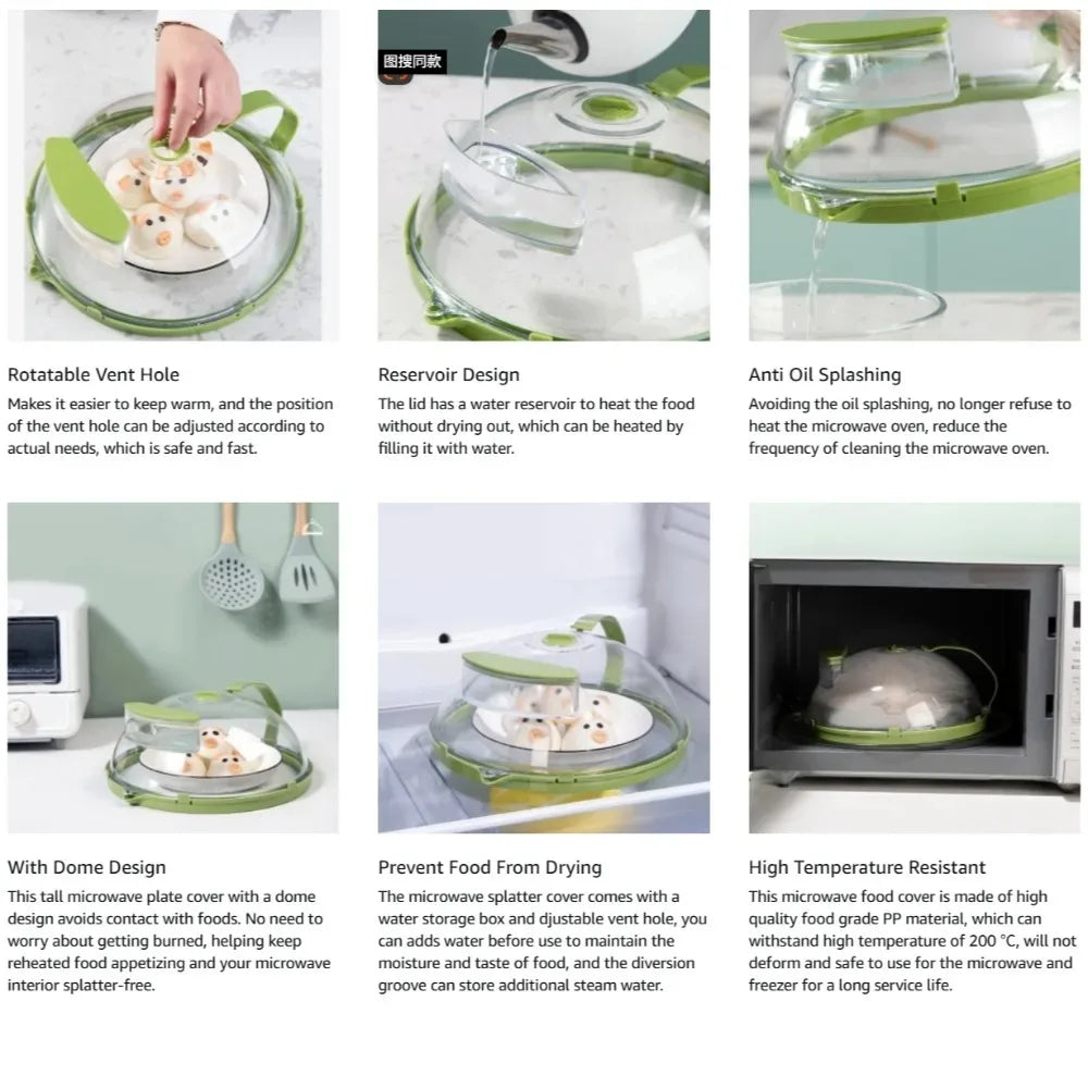 Microwave Splatter Cover — Moisture-Retaining Food Lid with Steamer