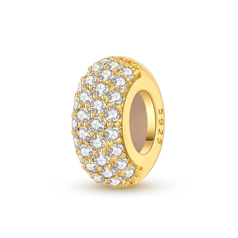 Charmhub Sparkling Zircon Elephant Charm — Gold Plated 925 Sterling Silver Bead